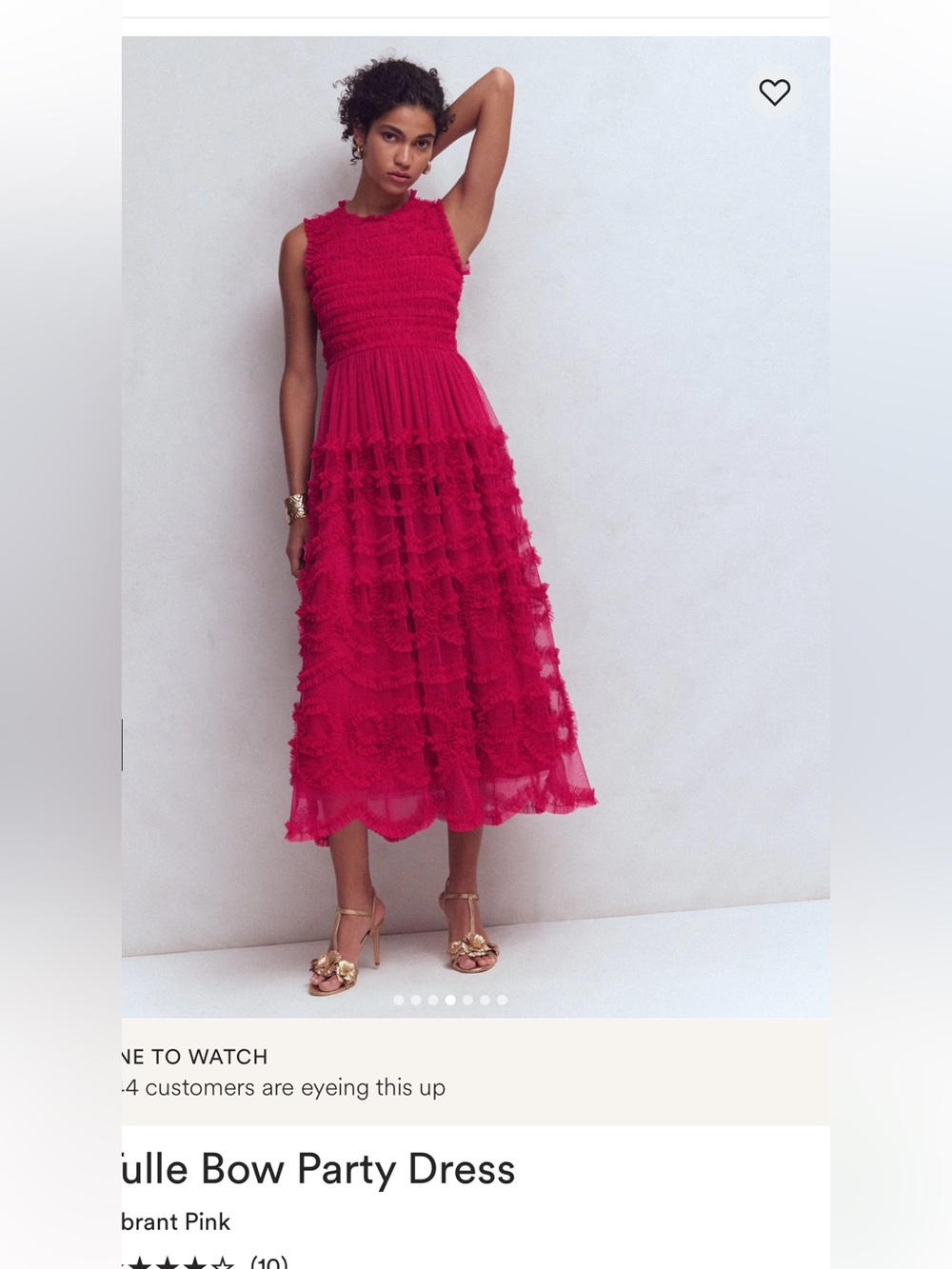 Boden Hot Pink Ruffle Tulle Midi Dress